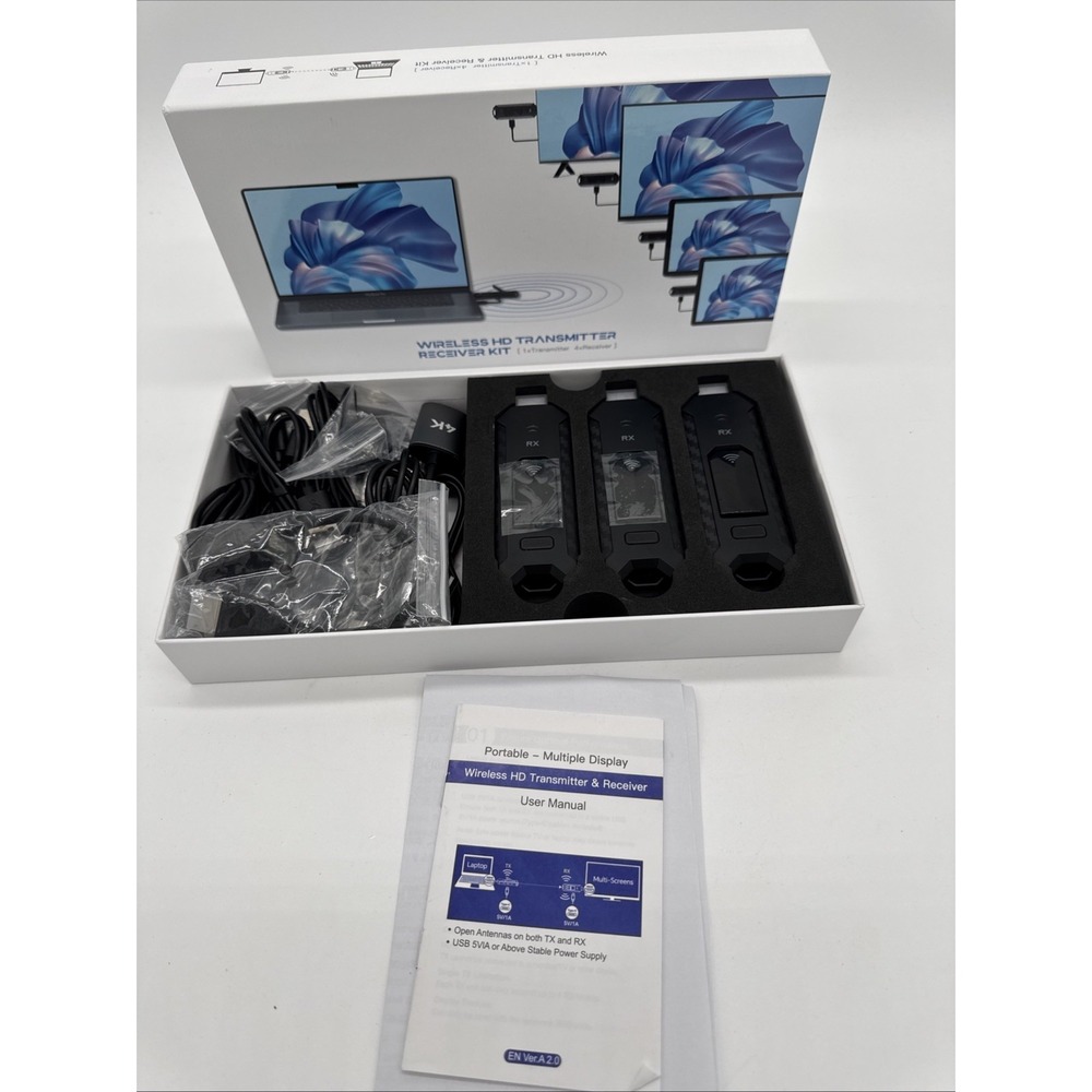 Wireless HDMI 4 Receiver and Transmitter USB-C Extender Kit Open Box New